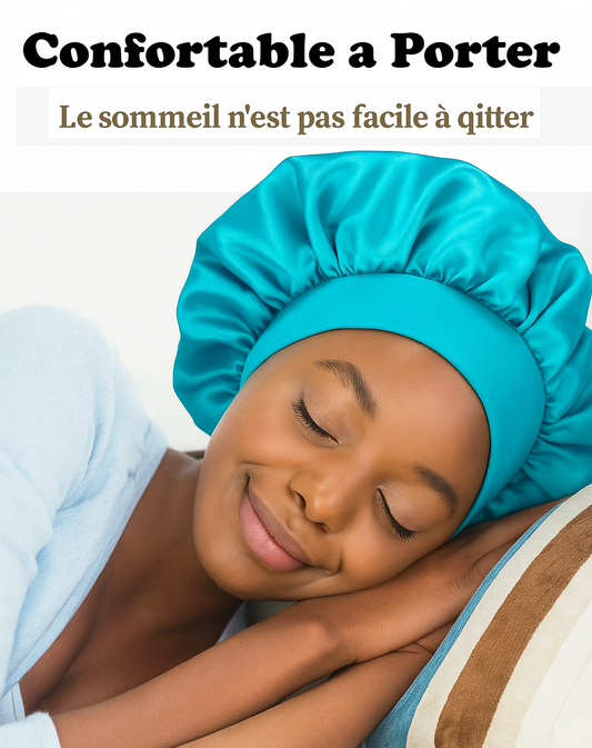Noctaya Halo – Bonnet de Nuit en Satin à Larges Bords