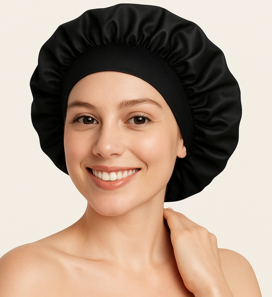 Noctaya Halo – Bonnet de Nuit en Satin à Larges Bords